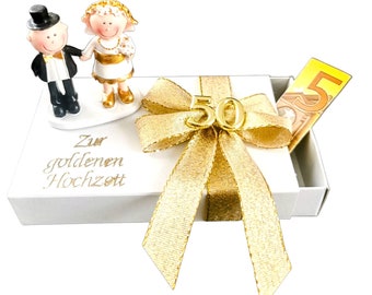 Golden wedding gift / gift box with gold couple