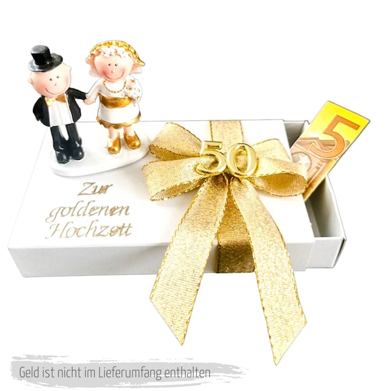 Geschenk goldene Hochzeit / Geschenkbox mit Goldpaar