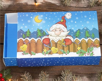 Gift box Christmas - Santa Claus funny - 16x10x4 cm for money, voucher and other small things