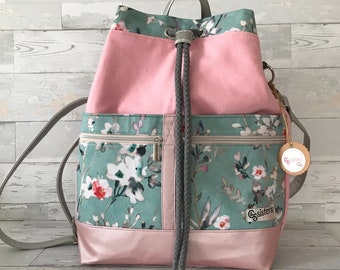 Backpack, handbag, backpack bag, enna, canvas, faux leather, pink, pastel