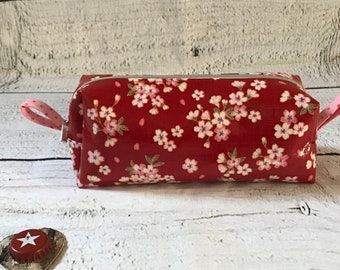 Stiftemäppchen, Stifteetui, Federmäppchen, beschichtetes Leinen, Japan, Asiablüten