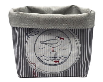 Utensilo, bread basket, fabric basket, seagull by the sea, maritime, stripes