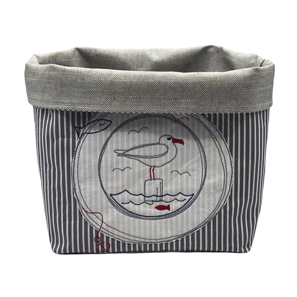 Utensilo, bread basket, fabric basket, seagull by the sea, maritime, stripes