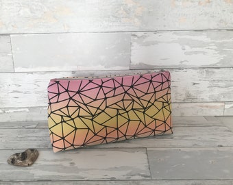 Cosmetic bag, pencil case, pen tables, faux leather, pastel, geometric