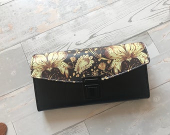 Wallet, Wallet, Wallet, Golden Meadow, Faux Leather, Black, Gold