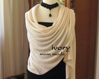 Oversize scarf fine merino ivory, wedding stole, scarves, bridal stole, knitted, wool, scratch-free, mummode, XXL merino scarf, women's fashion