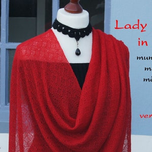 Oversized lace lace merino wedding scarf registry office, lint-free, summer towels finest merino, scratch-free, merino cloth mummode, red