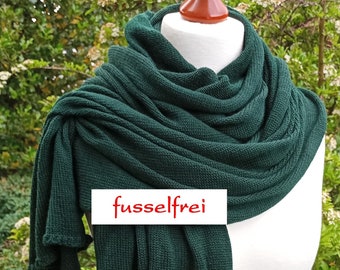 Large oversized merino wool scarf*as a counterpart to cashmere*lint-free, German manufacturer, light merino scarf, women's scarf, dark green