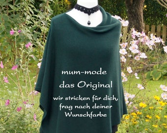 Poncho feinstes italienisches Merino, dunkel grün, Schulterwärmer, kratzfrei, Wolle, gestrickt, Strickponcho, Wollponcho, mummode, edel