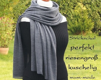 Oversize Schal feines Merino Sommertuch oder als Winterschal tragen XXL Tücher,  Merinotuch, gestrickt, Wolle, kratzfrei, Wollschal, mummode