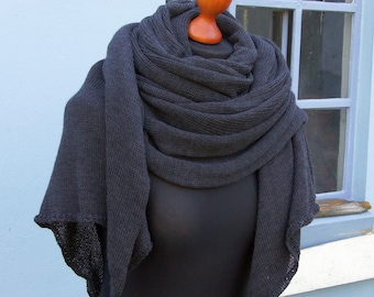 Large oversized wool scarf*as a counterpart to cashmere*lint-free merino, German manufacturer, light merino scarf, scarf for women anthracite