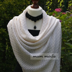 XXL wedding stole, ivory, scarf, merino cloth, bridal stole, knitted, merino wool, stole, shoulder warmer, scratch-free, scarf with pattern