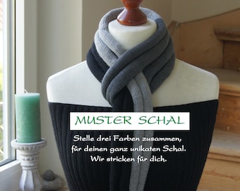 Skinny Schal *in deiner Wunschfarbe* weiches Merino *UNIKAT* langer Choker Schal, gestrickter dünner Schal Blockstreifen, nenne drei Farben