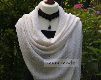Cloths finest merino, ivory, scarf XXL, merino cloth, knitted, bridal stole, wool scarf, shawl, women's fashion, wool, scratch-free
