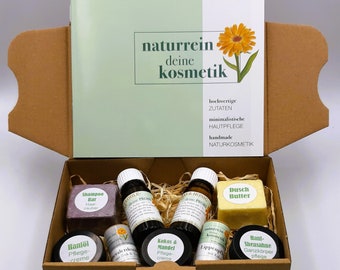 Natural cosmetics sample set, wellness skin care box, pretty gift box