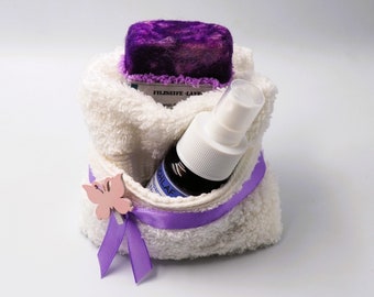 Gift set - aroma spray "Sleep well" + felt soap in a soap cloth