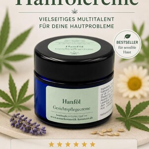 Crème à l'huile de chanvre | Cosmétique naturelle | Crème de jour et de nuit sans parfum | Crème hydratante riche et soin anti-âge pour peaux sensibles
