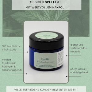Hemp Oil Cream Natural Cosmetics | Day & Night Cream without Perfume | Rich Moisturizing Cream and Anti-Aging Care for Sensitive Skin image 2