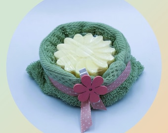 Shower butter, shower bar in a washcloth, natural cosmetics gift set