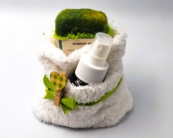 Gift set for children - aroma scent spray with felt soap in a soap cloth