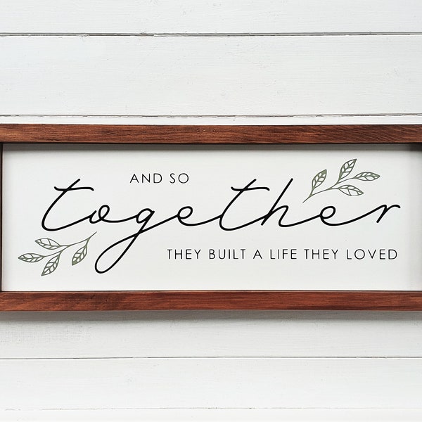 TOGETHER - Holzschild im amerikanischen Farmhouse-Style für Verliebte, zur Hochzeit, Einweihung, Verlobung