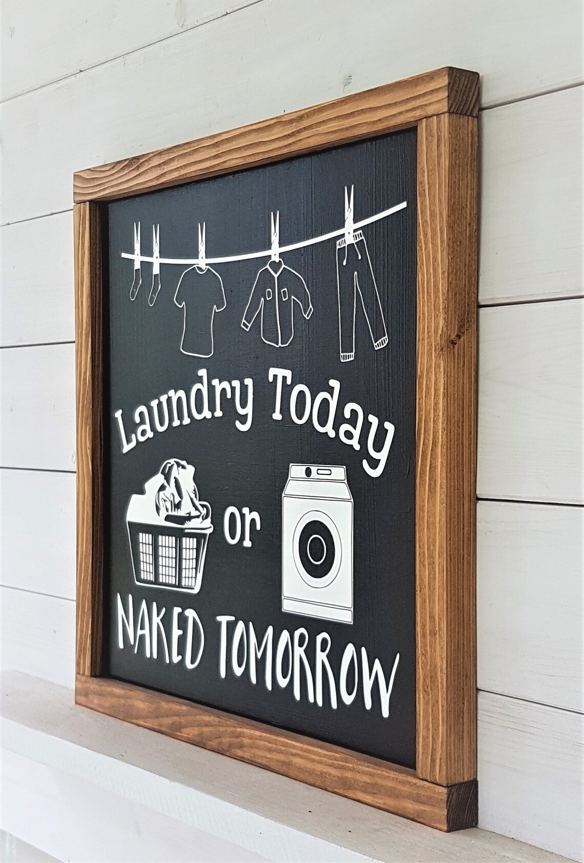 LAUNDRY TODAY or naked tomorrow Schild versch. Farben | Etsy