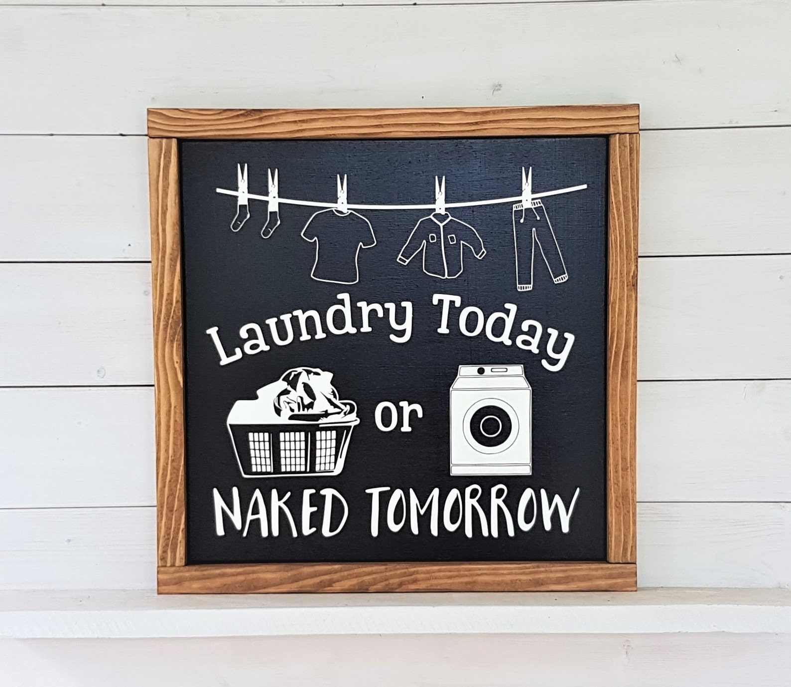LAUNDRY TODAY or naked tomorrow Schild versch. Farben | Etsy