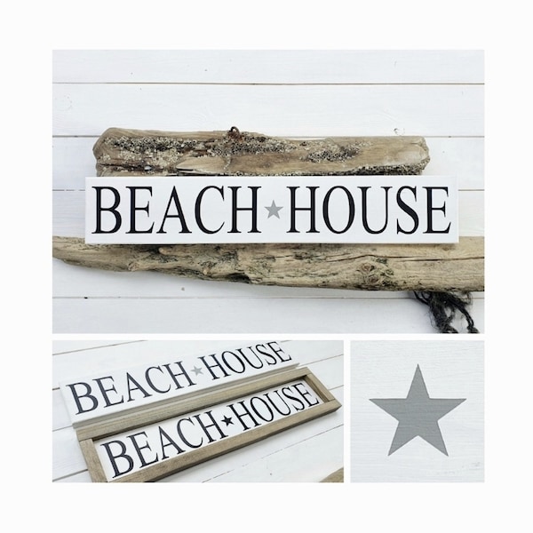 BEACH HOUSE Holzschild im fixer upper Style für Cottages, Landhaus, Bauernhaus Stil, Hamptons Style