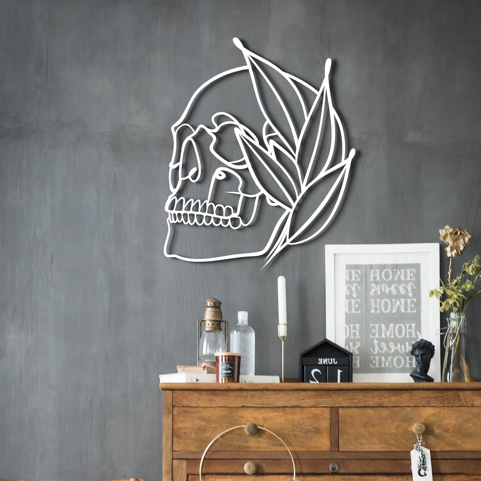Metal wall art Human skull metal sign Home decor wall art Wall Etsy