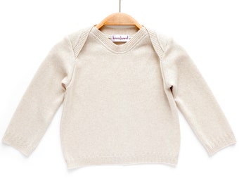 Maglione in cashmere per neonati realizzato in 100% cashmere nella taglia 80. Maglione per bambini riciclato, maglione slip-on, camicia a maniche lunghe