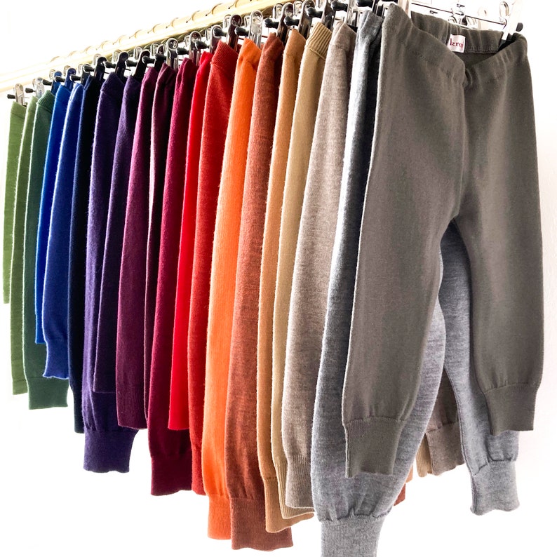 Leggings 100% Merino wool 98/104 rust orange upcycling wool pants for children Longie slim jogging pants image 7