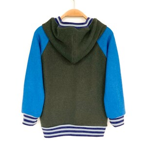 Children's sweater size 110 cashmere silk merino wool blue green upcycling hoodie image 6