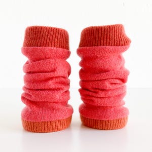 Aquecedores de pernas a partir de 1 mês rosa laranja 100% caxemira / aquecedores de pernas de upcycling / aquecedores de pernas de lã para bebês / aquecedores de pernas / equipamentos sustentáveis para bebês