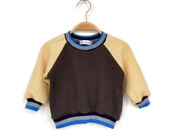 Cashmere sweater for babies size 74/80 dark brown light yellow blue upcycled baby sweater made of cashmere