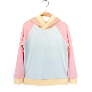 Hoodie size 116 pastel 100% merino wool / Upcycled wool sweater for children / Children&#39;s sweater with hood / Colorful wool hoodie