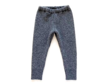 Leggings 86/92 violett grau blau 100% Kaschmir / Upcycling Kaschmirhose für Kleinkinder / Strickhose genderneutral / schmale Wollhose