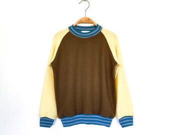 Merino wool sweater for children 122/128 yellow brass blue Upcycling children's sweater made of wool