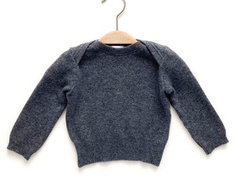 Long-sleeved baby shirt 62/68 grey baby sweater 100% cashmere upcycling cashmere sweater