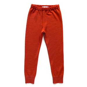 Leggings 100% Merino wool 98/104 rust orange upcycling wool pants for children Longie slim jogging pants image 1