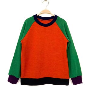 Wool sweater size 128 several color variations 100% Merino wool / Upcycled children&#39;s sweater made of wool / colorful raglan sweater
