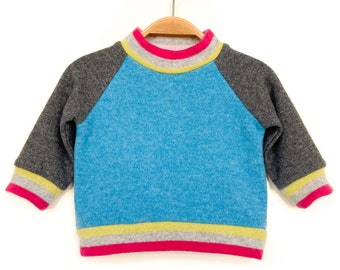 Baby sweater 100% cashmere 68/74 turquoise grey Upcycling cashmere sweater for babies