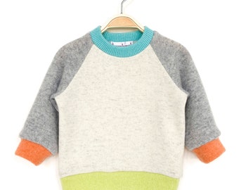 Cashmere sweater 68/74 gray/colorful Upcycling baby sweater made from 100% recycled cashmere