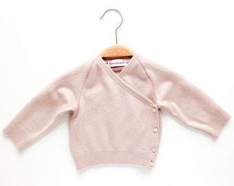 Baby jacket 100% cashmere size 56/62 old pink upcycling wrap jacket Schlüttli for newborns