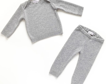 Baby set 100% cashmere size 68 gray upcycling two-piece suit for babies cashmere suit