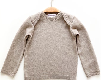Long-sleeved shirt 100% cashmere 92/98 beige upcycling slip-on sweater cashmere sweater for children