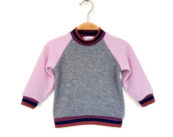 Cashmere sweater 74/80 gray pink upcycling baby sweater wool sweater