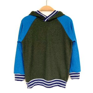 Children's sweater size 110 cashmere silk merino wool blue green upcycling hoodie image 5