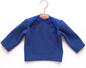 Neugeborenenpullover 56/62 blau Upcycling Babypullover aus  recycelter Wolle Schlupfpulli