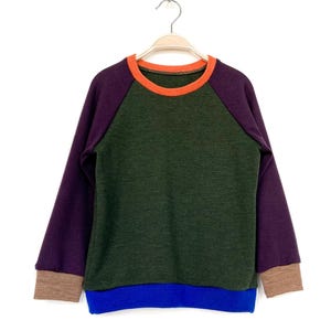 Wool sweater size 116 in color variations 100% merino wool / upcycled children&#39;s sweater / color block sweater / sustainable colorful merino sweaters