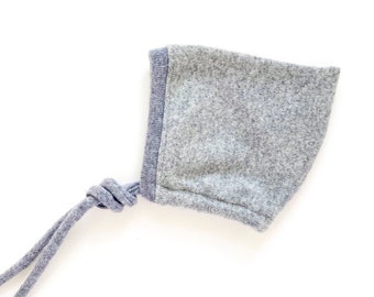 Cashmere hat light grey newborn hat upcycling baby hat 100% cashmere tie hat